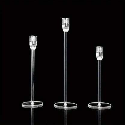 3pcs Clear Acrylic Candlestick Holders for Elegant Wedding Decor - Smarsty