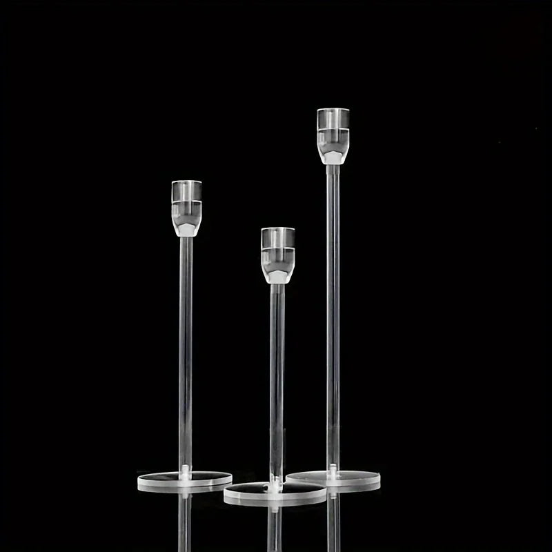 3pcs Clear Acrylic Candlestick Holders for Elegant Wedding Decor - Smarsty