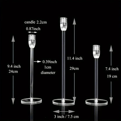 3pcs Clear Acrylic Candlestick Holders for Elegant Wedding Decor - Smarsty