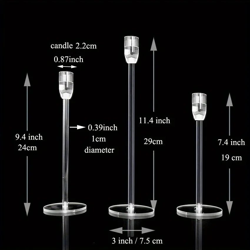 3pcs Clear Acrylic Candlestick Holders for Elegant Wedding Decor - Smarsty