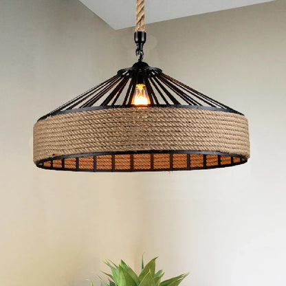 Classical Hemp Rope Pendant Light for Retro Dining Room - Smarsty