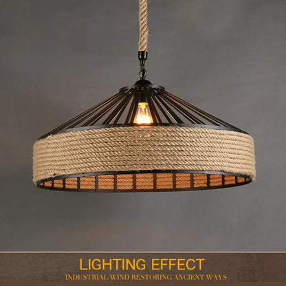 Classical Hemp Rope Pendant Light for Retro Dining Room - Smarsty