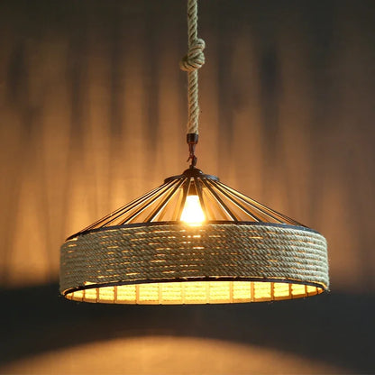 Classical Hemp Rope Pendant Light for Retro Dining Room - Smarsty