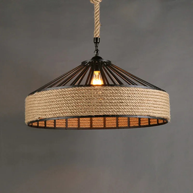 Classical Hemp Rope Pendant Light for Retro Dining Room - Smarsty