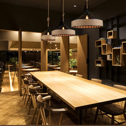 Classical Hemp Rope Pendant Light for Retro Dining Room - Smarsty