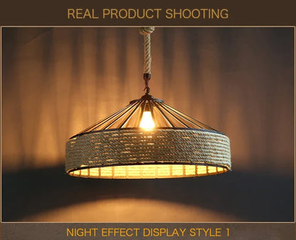 Classical Hemp Rope Pendant Light for Retro Dining Room - Smarsty