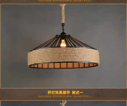 Classical Hemp Rope Pendant Light for Retro Dining Room - Smarsty