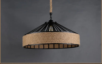 Classical Hemp Rope Pendant Light for Retro Dining Room - Smarsty