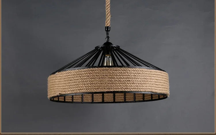 Classical Hemp Rope Pendant Light for Retro Dining Room - Smarsty