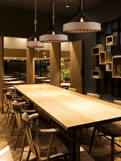 Classical Hemp Rope Pendant Light for Retro Dining Room - Smarsty