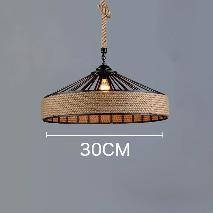 Classical Hemp Rope Pendant Light for Retro Dining Room - Smarsty