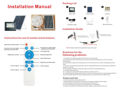 Solar Flood Lights with Remote Control and Adjustable Angle - Smarsty