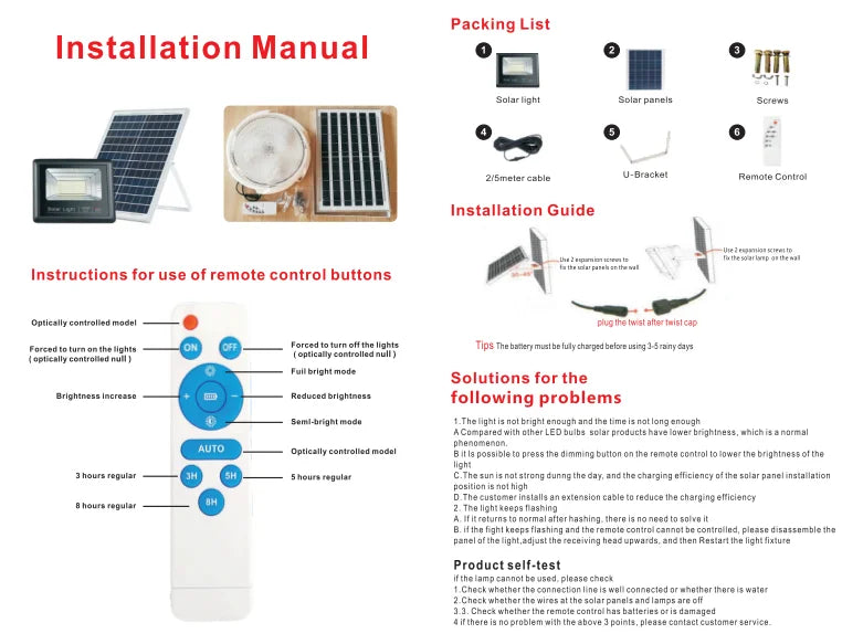 Solar Flood Lights with Remote Control and Adjustable Angle - Smarsty