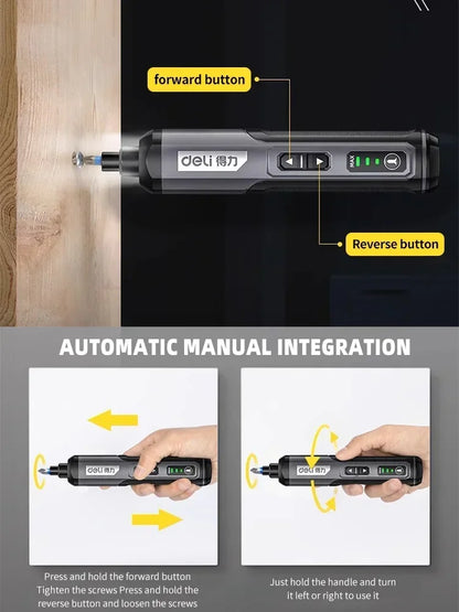Cordless Electric Screwdriver with Rechargeable Lithium Battery - Smarsty