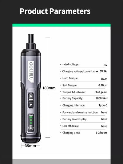 Cordless Electric Screwdriver with Rechargeable Lithium Battery - Smarsty