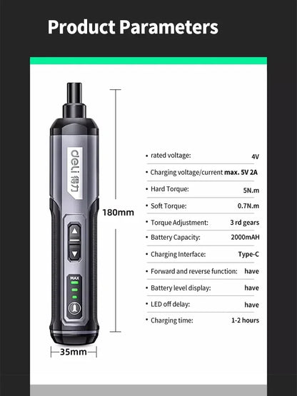 Cordless Electric Screwdriver with Rechargeable Lithium Battery - Smarsty
