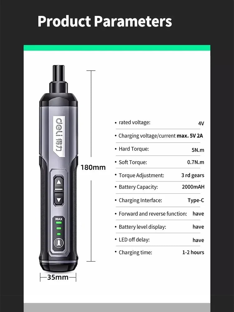 Cordless Electric Screwdriver with Rechargeable Lithium Battery - Smarsty