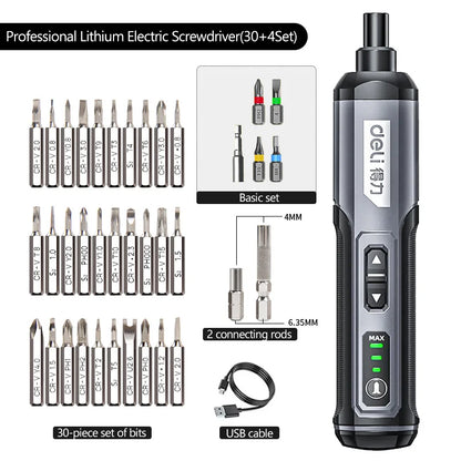 Cordless Electric Screwdriver with Rechargeable Lithium Battery - Smarsty