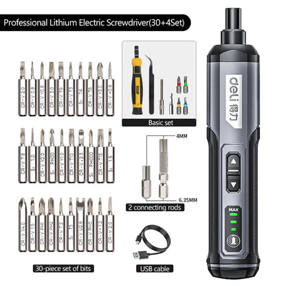 Cordless Electric Screwdriver with Rechargeable Lithium Battery - Smarsty