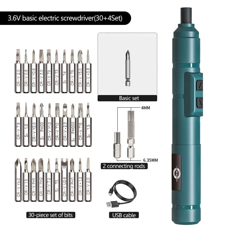 Cordless Electric Screwdriver with Rechargeable Lithium Battery - Smarsty
