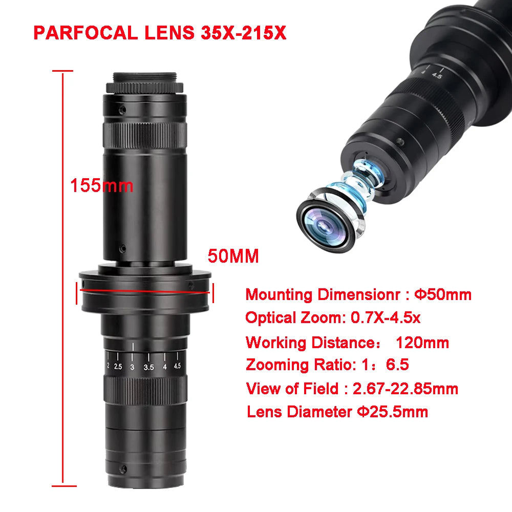 Adjustable 35X-215X Microscope Lens for High Definition Imaging - Smarsty
