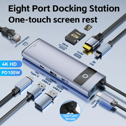 8-in-1 USB-C Hub Docking Adapter with 4K HDMI - Smarsty
