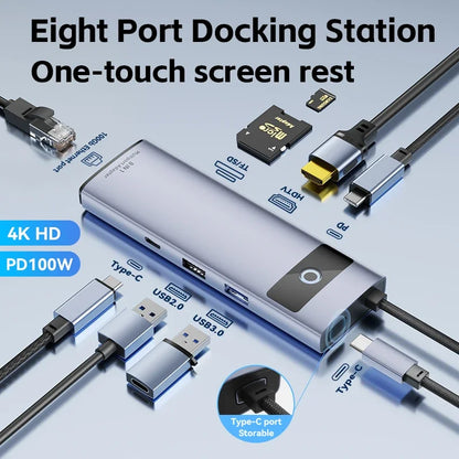 8-in-1 USB-C Hub Docking Adapter with 4K HDMI - Smarsty