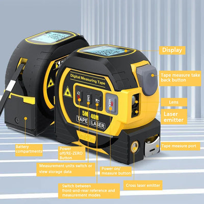 3 in 1 Laser Rangefinder with LCD Display - Smarsty