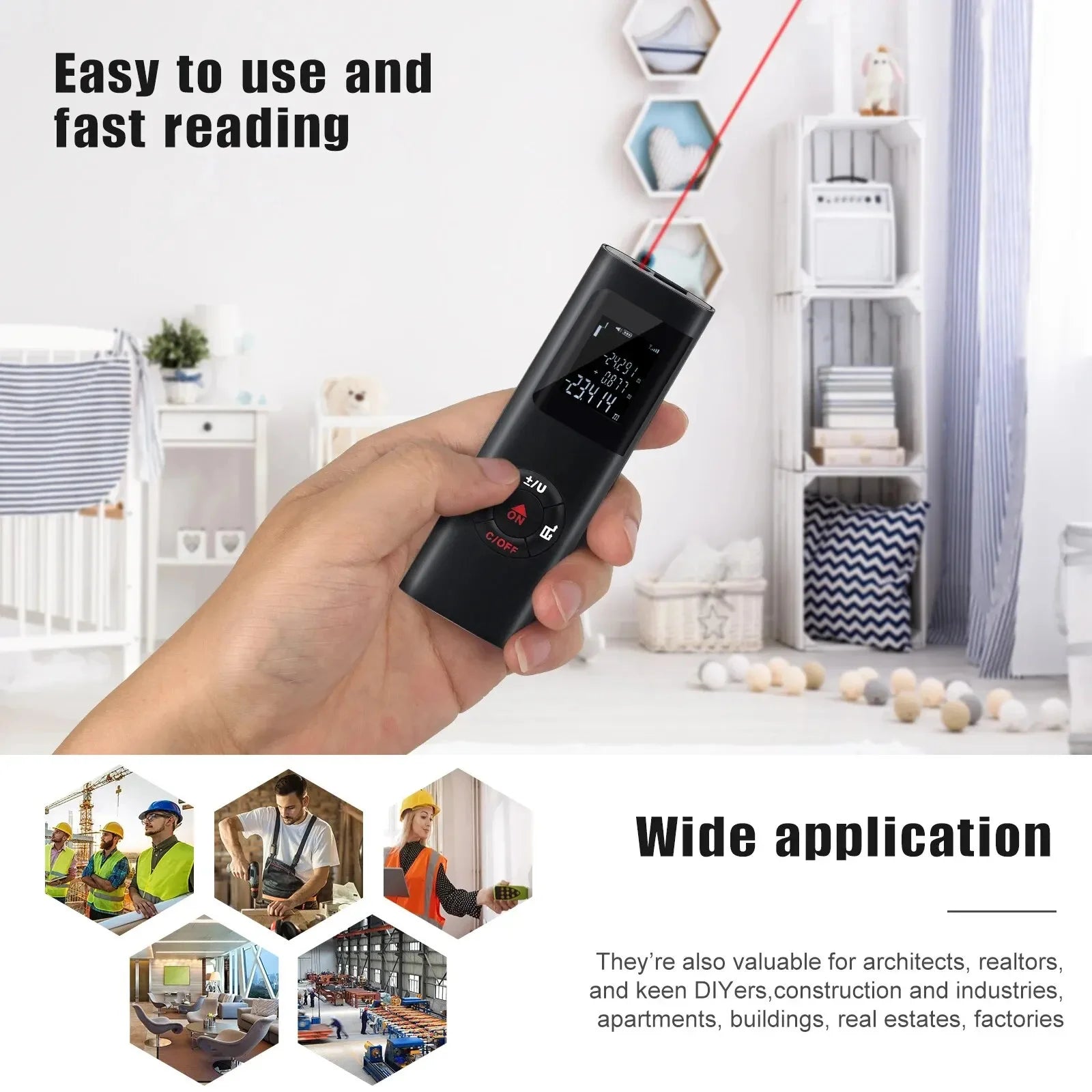 Mini Smart Laser Distance Meter with USB Rechargeable Feature - Smarsty
