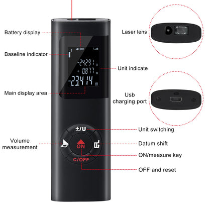 Mini Smart Laser Distance Meter with USB Rechargeable Feature - Smarsty