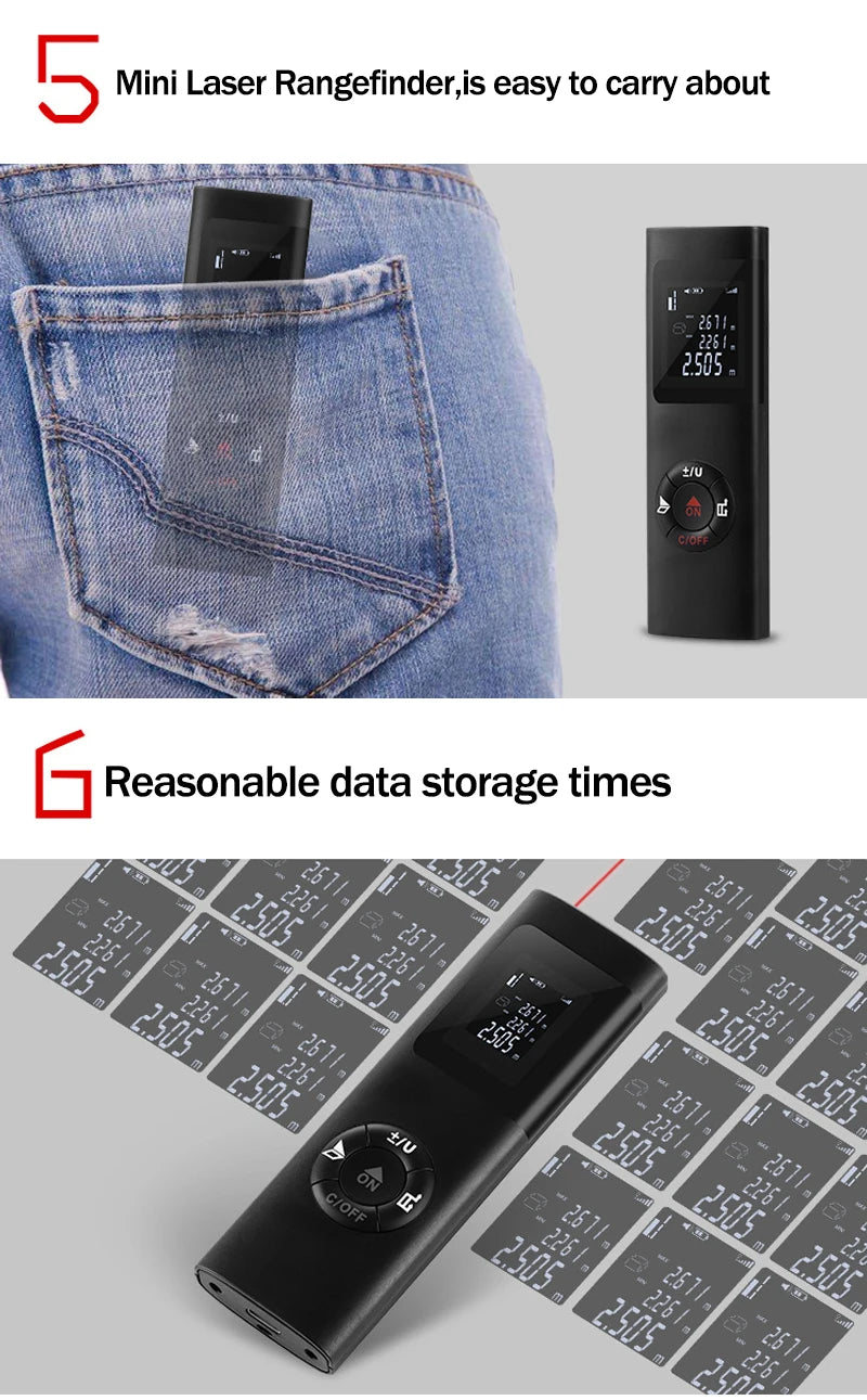 Mini Smart Laser Distance Meter with USB Rechargeable Feature - Smarsty