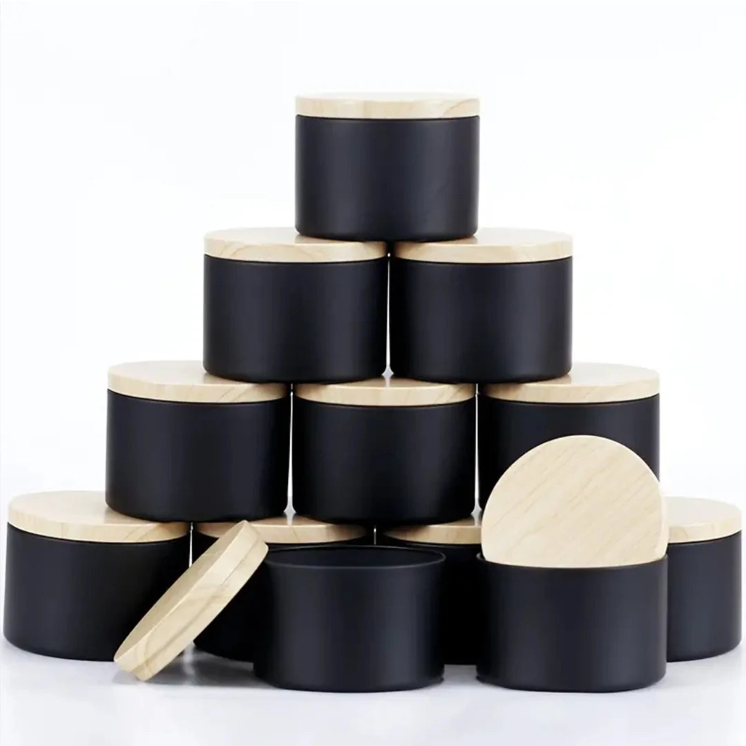 12 Pack 4 Ounce Black Candle Tins for Making - Smarsty