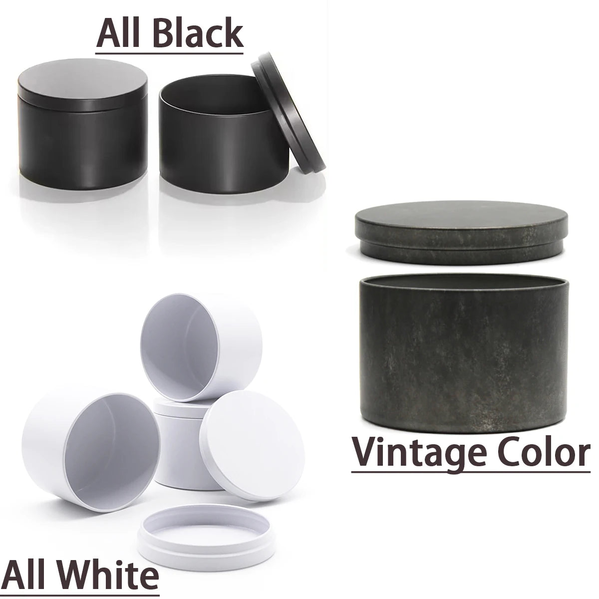 12 Pack 4 Ounce Black Candle Tins for Making - Smarsty