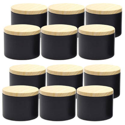 12 Pack 4 Ounce Black Candle Tins for Making - Smarsty