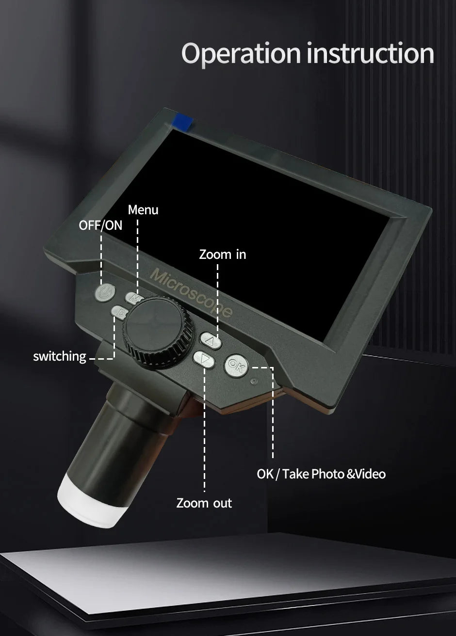 5.5 Inch LCD Digital Microscope 1000X with Adjustable LED - Smarsty