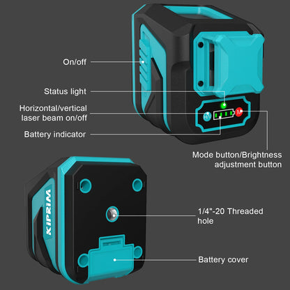 Kiprim 5 Line Laser Level Tool with Green Light - Smarsty