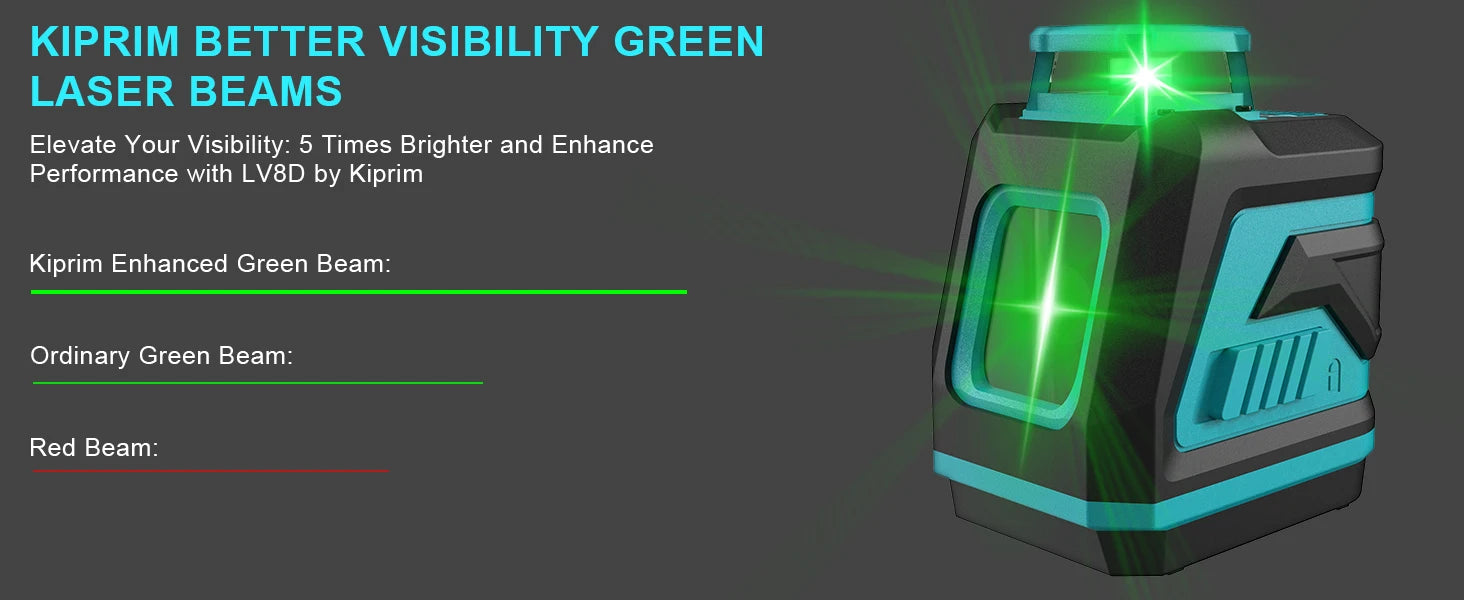 Kiprim 5 Line Laser Level Tool with Green Light - Smarsty