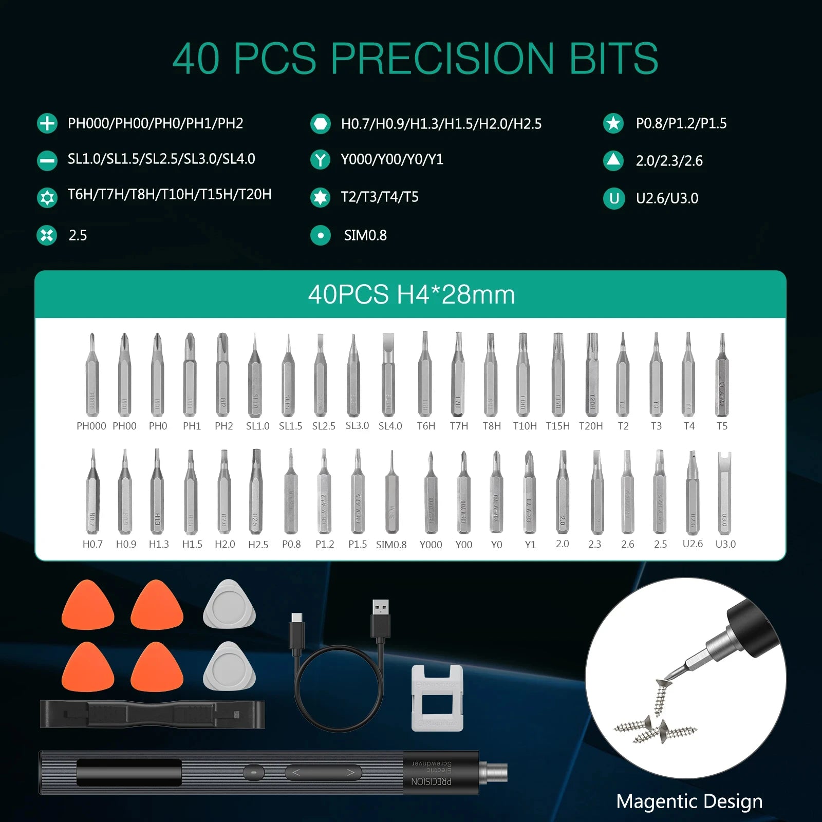 50 in 1 Precision Electric Screwdriver Set with Adjustable Torque - Smarsty