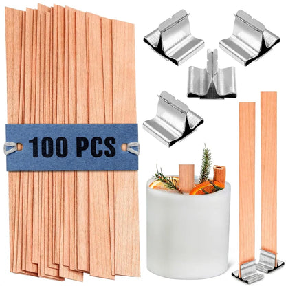 Wooden Candle Wicks with Base Holder for DIY Crafts - Smarsty