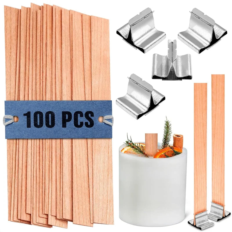 Wooden Candle Wicks with Base Holder for DIY Crafts - Smarsty