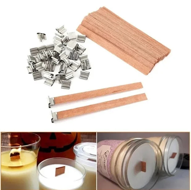 Wooden Candle Wicks with Base Holder for DIY Crafts - Smarsty