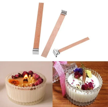 Wooden Candle Wicks with Base Holder for DIY Crafts - Smarsty