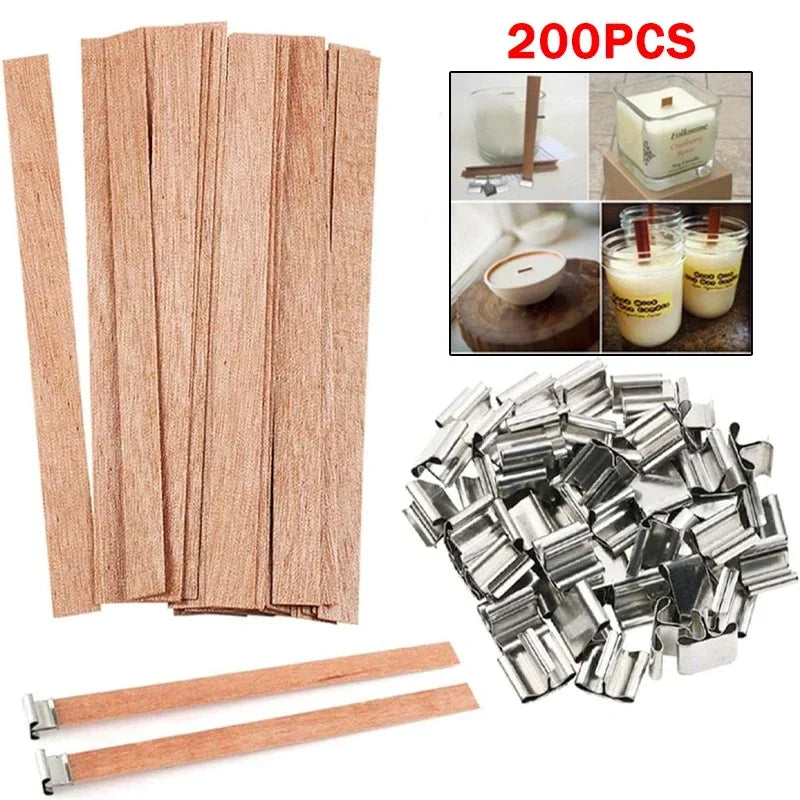 Wooden Candle Wicks with Base Holder for DIY Crafts - Smarsty