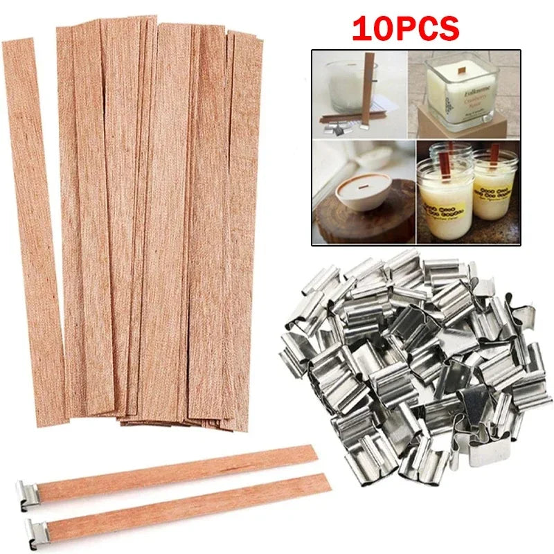 Wooden Candle Wicks with Base Holder for DIY Crafts - Smarsty