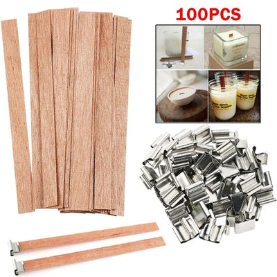 Wooden Candle Wicks with Base Holder for DIY Crafts - Smarsty