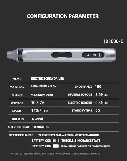 Precision Electric Screwdriver Set with Fast Charging Magnetic Bits - Smarsty