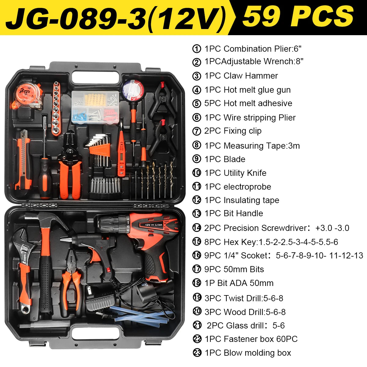 59 Piece Professional Tool Set For Car And Home Repairs - Smarsty