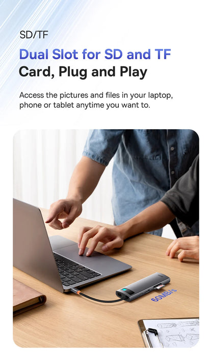 USB-C Hub to HDMI, USB 3.1, Ethernet & SD/TF Card Reader Docking Station for MacBook - Smarsty