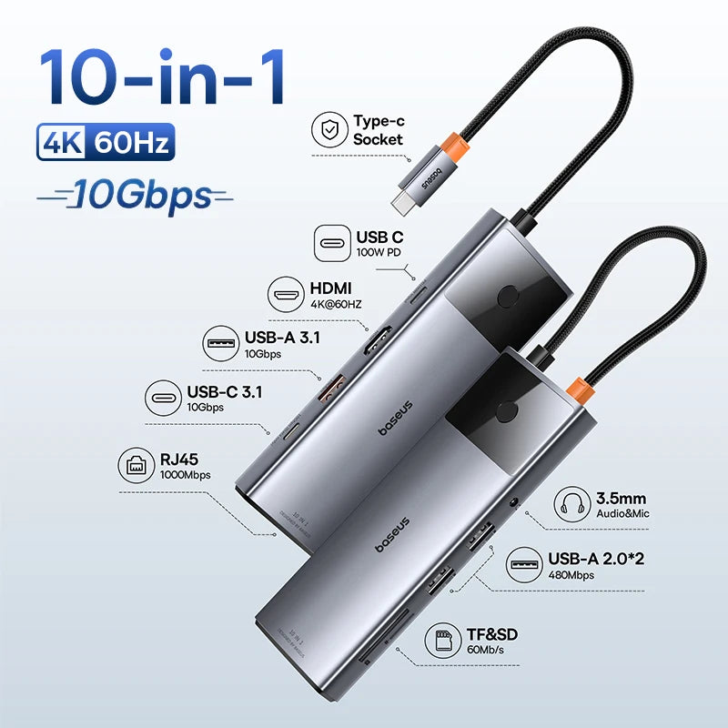 USB-C Hub to HDMI, USB 3.1, Ethernet & SD/TF Card Reader Docking Station for MacBook - Smarsty