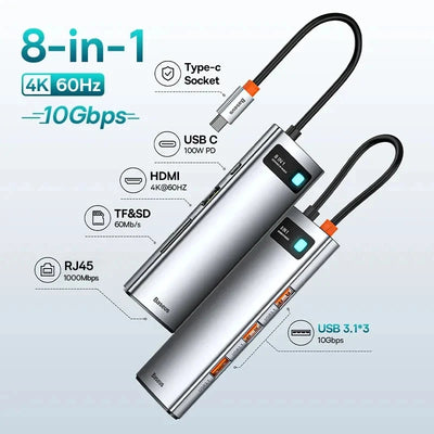 USB-C Hub to HDMI, USB 3.1, Ethernet & SD/TF Card Reader Docking Station for MacBook - Smarsty